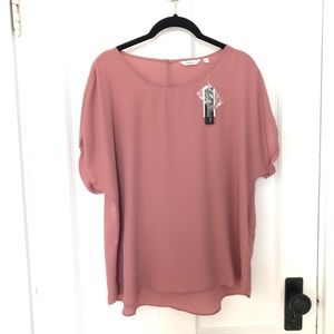 Reitmans pink rolled sleeve t-shirt
